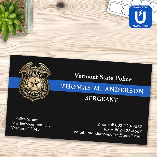 Police Officer Custom Logo Emblem Law Enforcement Magnetic Business Card (Creator Uploaded)