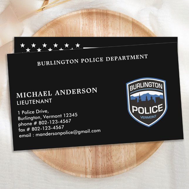 Police Officer Custom Logo Name Law Enforcement Business Card (Creator Uploaded)