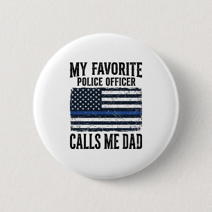 Police Officer Dad Thin Blue Line Vintage Vector D 2 Inch Round Button