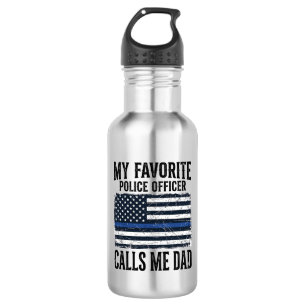 Police Officer Dad Thin Blue Line Vintage Vector D 532 Ml Water Bottle