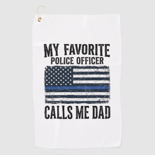 Police Officer Dad Thin Blue Line Vintage Vector D Golf Towel