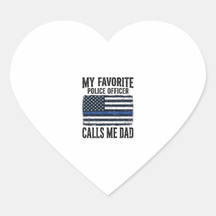 Police Officer Dad Thin Blue Line Vintage Vector D Heart Sticker