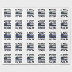 Police Officer Dad Thin Blue Line Vintage Vector D Wrapping Paper