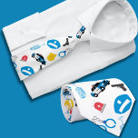 Police Officer Dad Tie<br><div class="desc">The men's tie features a distinguished pattern inspired by police officers' equipment, making it a thoughtful gift to present to a father, grandfather, or uncle who serves or has served as a police officer. The design showcases a variety of police-related symbols and tools, such as badges, handcuffs, police cars, radios,...</div>
