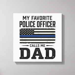 Police Officer Dad Vintage Flag Shirt Design_1 Canvas Print