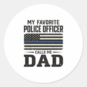 Police Officer Dad Vintage Flag Shirt Design_1 Classic Round Sticker