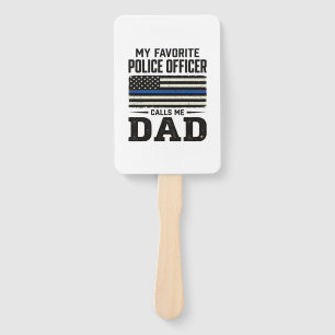Police Officer Dad Vintage Flag Shirt Design_1 Hand Fan