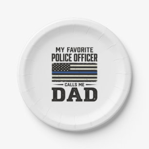 Police Officer Dad Vintage Flag Shirt Design_1 Paper Plate