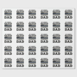 Police Officer Dad Vintage Flag Shirt Design_1 Wrapping Paper