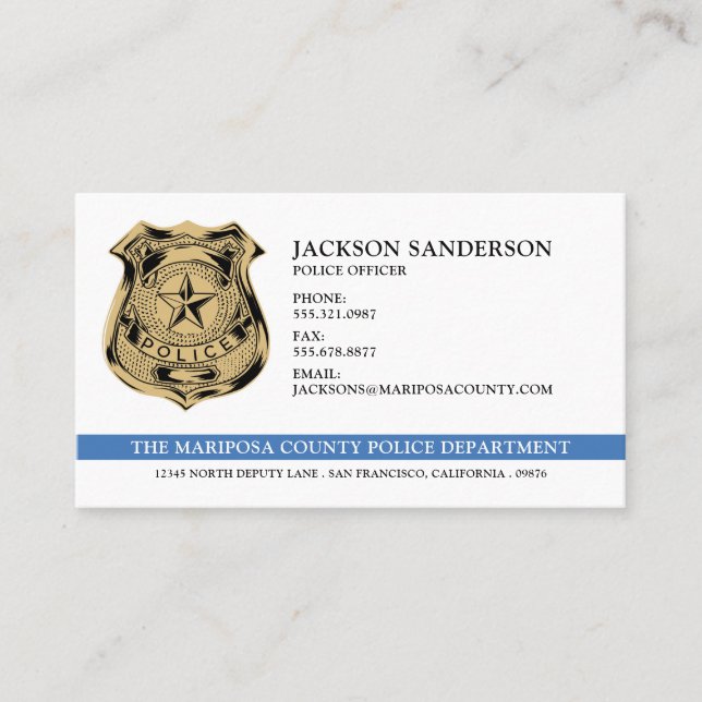 Police Officer Department Law Enforcement Logo Business Card (Front)