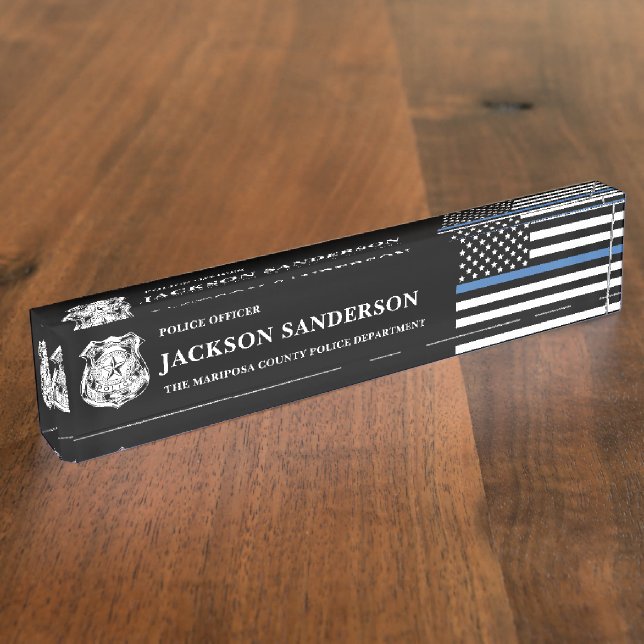 Police Officer Department Law Enforcement Logo Nameplate (Side)