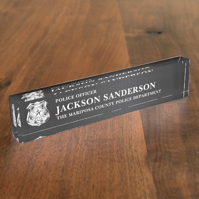 Police Officer Department Law Enforcement Logo Nameplate (Side)