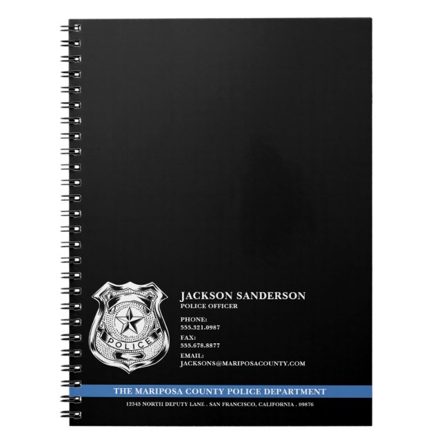 Police Officer Department Law Enforcement Logo Notebook (Front)