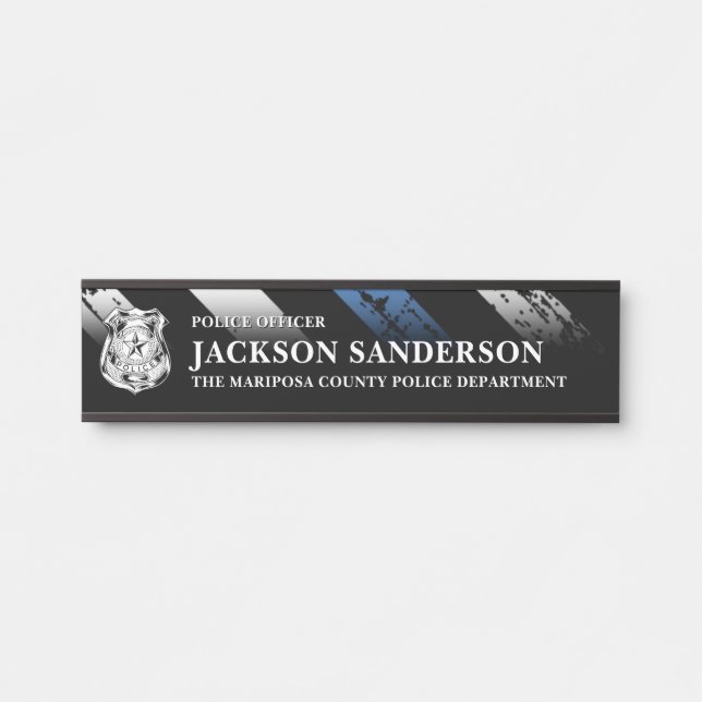 Police Officer Department Thin Blue Line Logo Door Sign (Front)