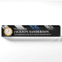 Police Officer Department Thin Blue Line Logo Nameplate