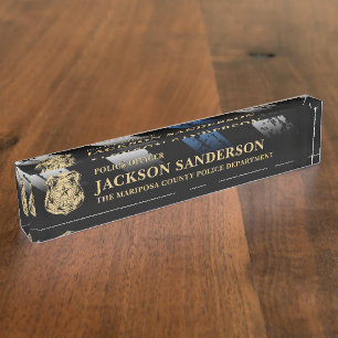 Police Officer Department Thin Blue Line Logo Nameplate