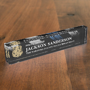 Police Officer Department Thin Blue Line Logo Nameplate