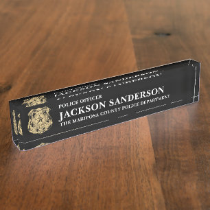 Police Officer Department Thin Blue Line Logo Nameplate