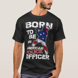 Police Officer Distressed American USA Flag For Co T-Shirt