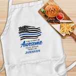 Police Officer Funny Personalized Awesome BBQ Standard Apron<br><div class="desc">This is what an Awesome police officer looks like! Surprise your favourite police officer with this super fun and cool police apron. A Thin Blue Line badge design - USA American flag design in Police Flag colours, distressed design. This personalized police apron is perfect for birthdays, Christmas, police retirement gifts,...</div>