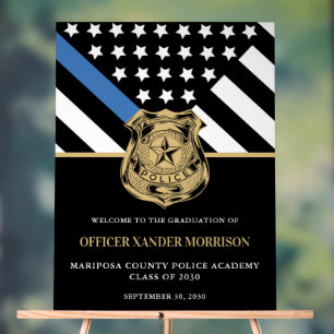 Police Officer Graduation Blue Line Flag Welcome Acrylic Sign
