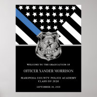 Police Officer Graduation Blue Line Flag Welcome