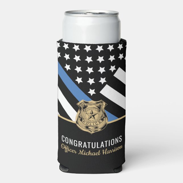 Police Officer Graduation Party Law Enforcement Seltzer Can Cooler (Seltzer Front)