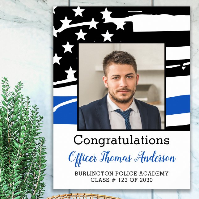 Police Officer Graduation Party Thin Blue Line Poster (Creator Uploaded)