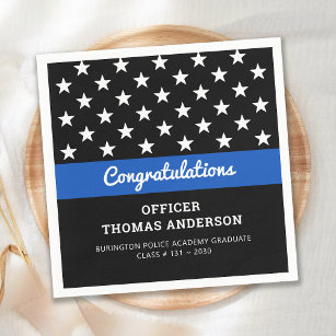 Police Officer Graduation Thin Blue Line Party Napkin