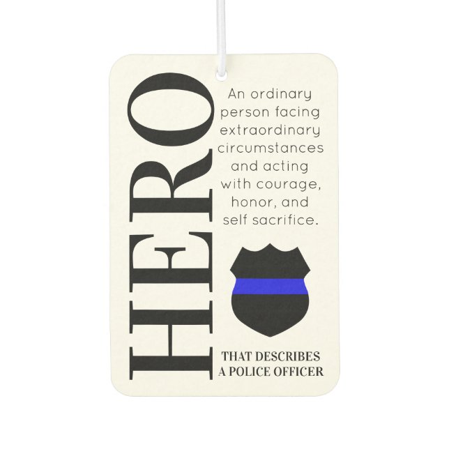 Police Officer Hero Thin Blue Line Thank You Air Freshener (Front)