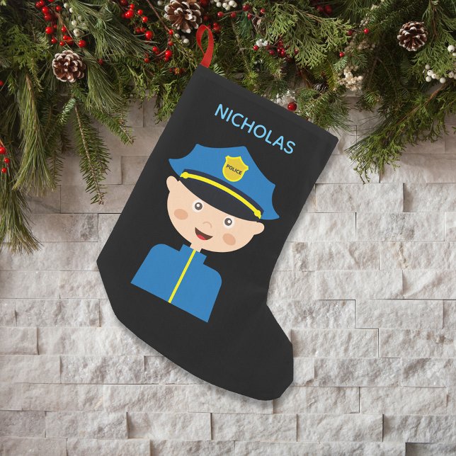 Police Officer - Law Enforcement - Cartoon Small Christmas Stocking (Creator Uploaded)