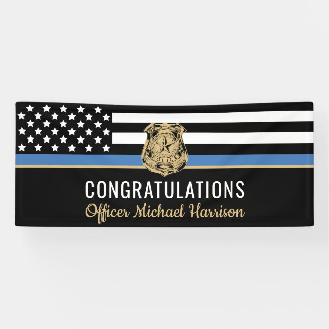 Police Officer Law Enforcement Graduation Party Banner (Horizontal)