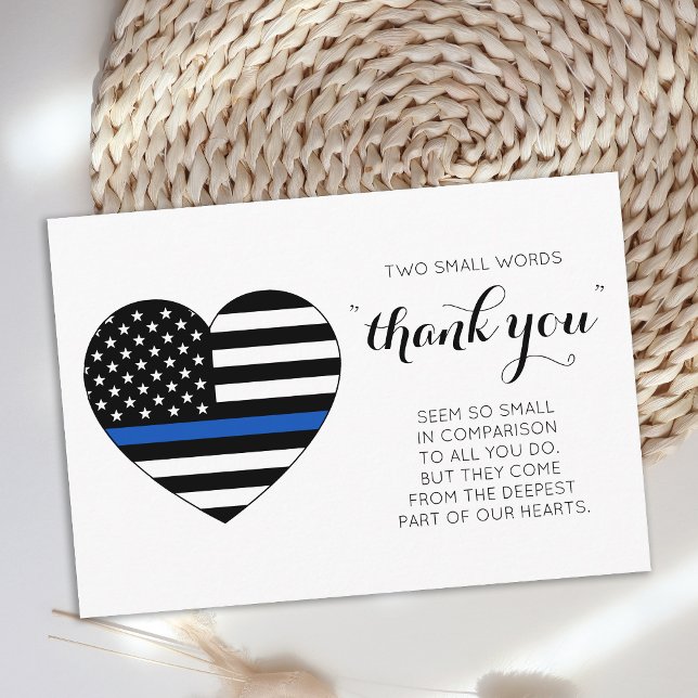 Police Officer Law Enforcement Heart American Flag Thank You Card (Creator Uploaded)