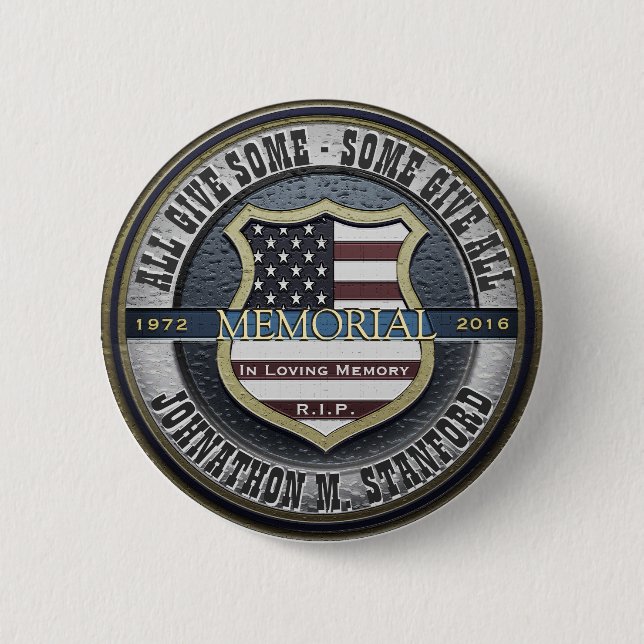 Police Officer Memorial 2 Inch Round Button (Front)