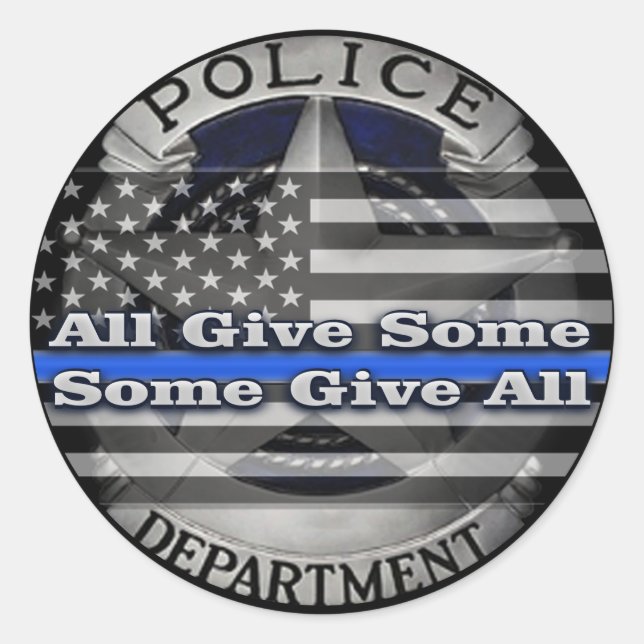 Police Officer Memorial Badge Classic Round Sticker (Front)