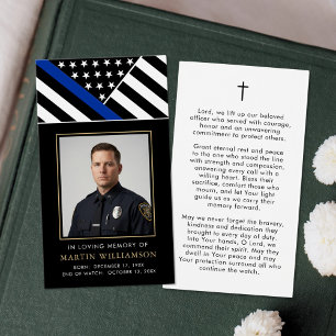 Police Officer Memorial Cross Funeral Prayer Card