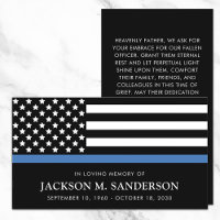 Police Officer Memorial Funeral Prayer Card