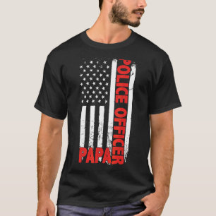 Police Officer Papa American Flag Father's Day T-Shirt