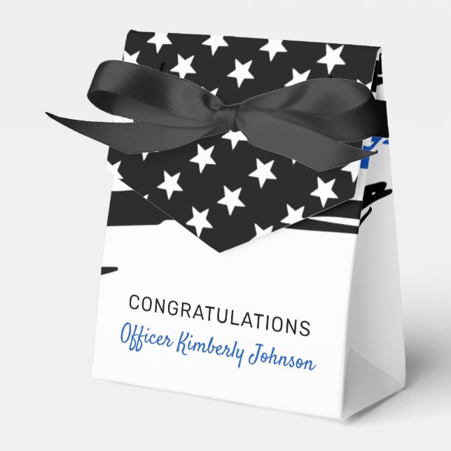 Police Officer Party Thin Blue Line Congratulation Favor Box (Front Side)
