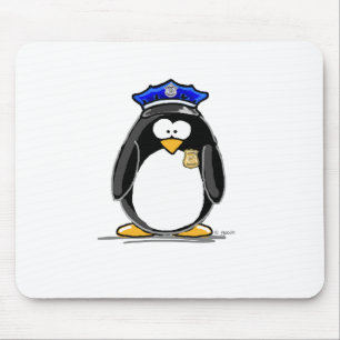 Police Officer Penguin Mouse Pad