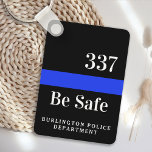 Police Officer Personalized Badge # Thin Blue Line Keychain<br><div class="desc">If you're looking for a personalized and thoughtful gift for a police officer in your life, look no further than our customized police gifts. Our thin blue line keychain is a modern and stylish accessory that any law enforcement officer would be proud to carry. The bright blue colouring of the...</div>