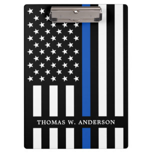 Police Officer Personalized Name Thin Blue Line Clipboard