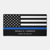 Police Officer Personalized Thin Blue Line Desk Mat (Front)
