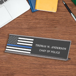 Police Officer Personalized Thin Blue Line Desk Name Plate
