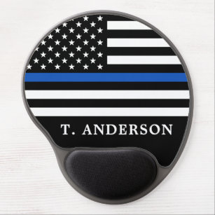 Police Officer Personalized Thin Blue Line Gel Mouse Pad