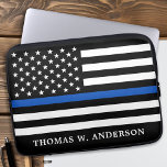 Police Officer Personalized Thin Blue Line Laptop Sleeve<br><div class="desc">Thin Blue Line Laptop Sleve - American flag in Police Flag colours, modern black and blue design . Personalize with police officers name. This personalized police officer laptop sleeve s perfect for police departments. COPYRIGHT © 2020 Judy Burrows, Black Dog Art - All Rights Reserved. Police Officer Personalized Thin Blue...</div>