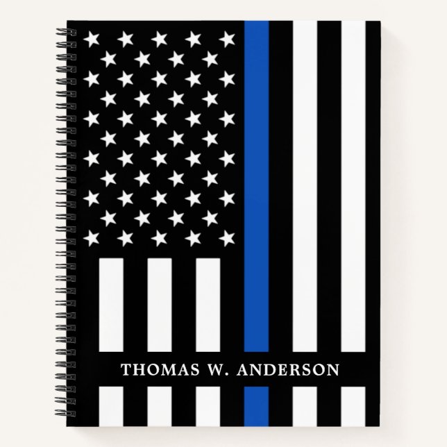 Police Officer Personalized Thin Blue Line Notebook (Front)