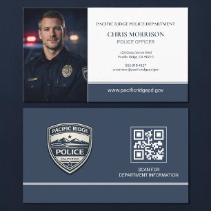 Police Officer Photo Logo QR Code Business Card