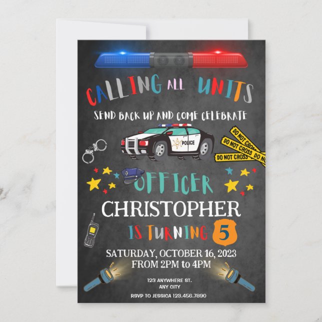 Police Officer Police Birthday Invitation  (Front)