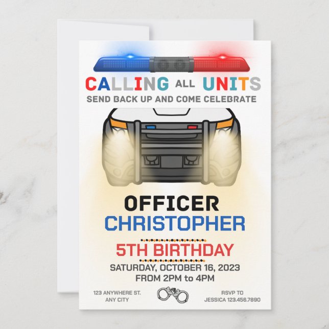 Police Officer Police Birthday Party Invitation (Front)